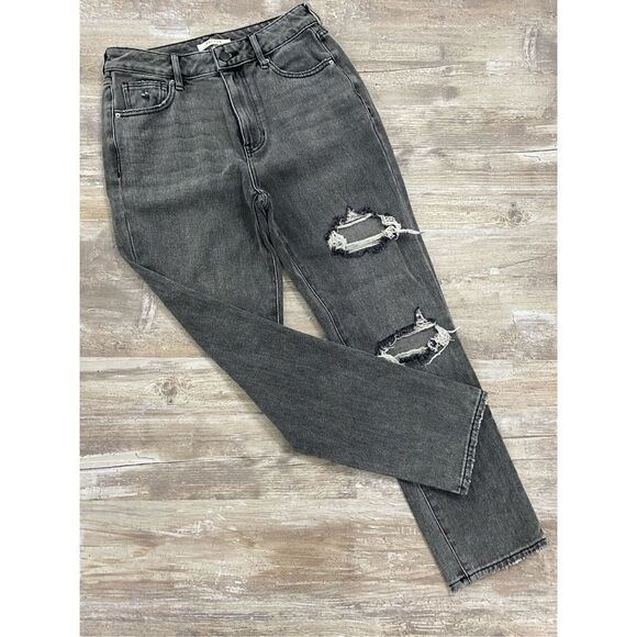 PACSUN Gray Washed Mom Jeans High Rise Distressed Womens Size 27 - Picture 1 of 6